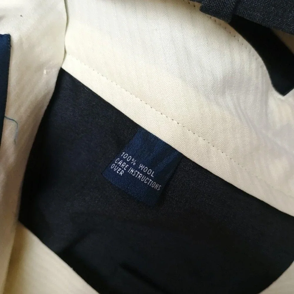 Polo Ralph Lauren Pants Men 36x28 Gray Dress Wool Cuffed Lined Flat Front Hole